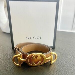 Gucci Horseshoe Belt (Tan)